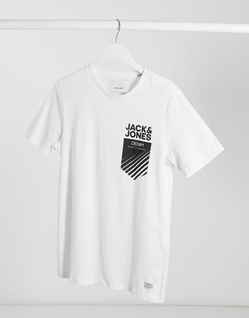 Jack & Jones pocket logo t-shirt in white, ASOS