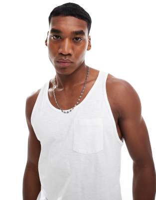Jack & Jones Pocket Tank Top In White