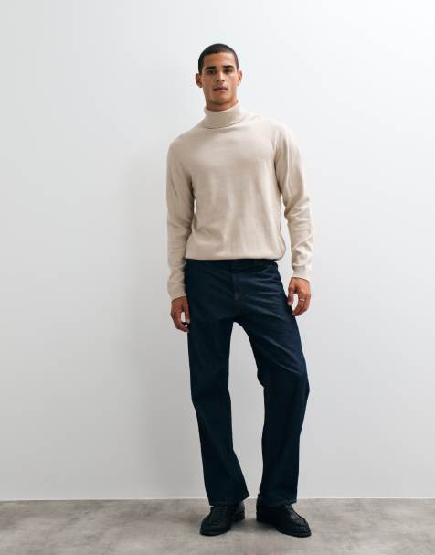 Jack & Jones podstawowy sweter dzianinowy z golfem w beżu - view 1