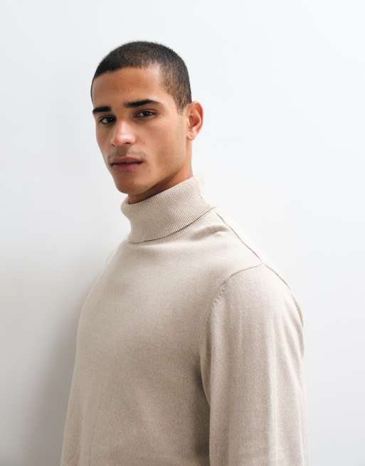 Jack & Jones podstawowy sweter dzianinowy z golfem w beżu, 5 z 5