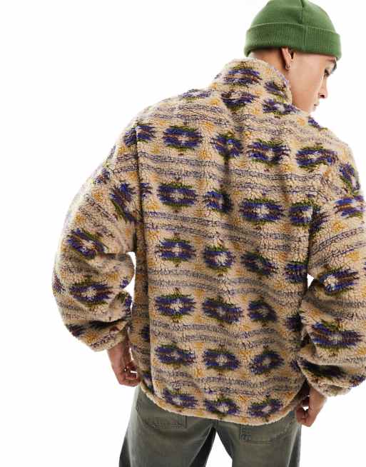 Jack & Jones - Polaire épaisse à col zippé et imprimé géométrique - Neutre, 3 de 4