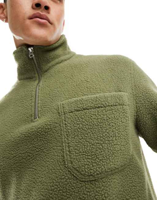 Jack & Jones – Polar w kolorze khaki z zamkiem pod szyją, 4 z 4