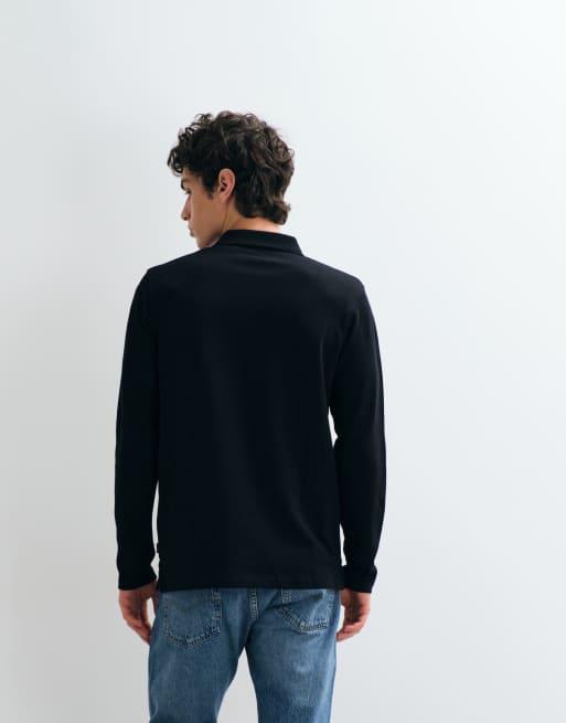 Jack & Jones - Polo a maniche lunghe nera con zip, 5 di 5