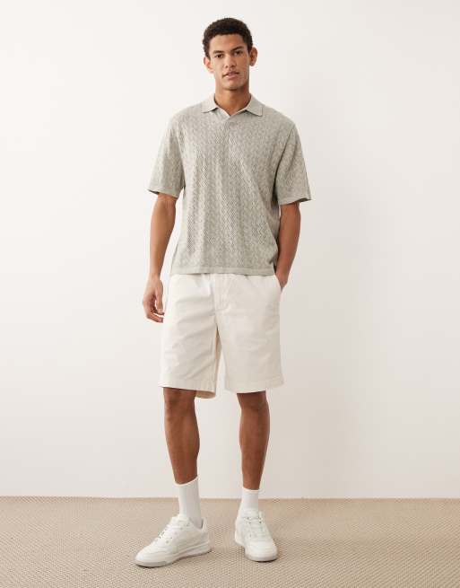 Jack & Jones - Polo all'uncinetto verde salvia con scollo aperto, 2 di 5