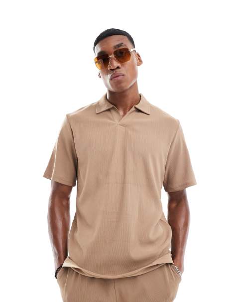 Jack & Jones - Polo d'ensemble plissé avec col à revers - Kaki - view 1