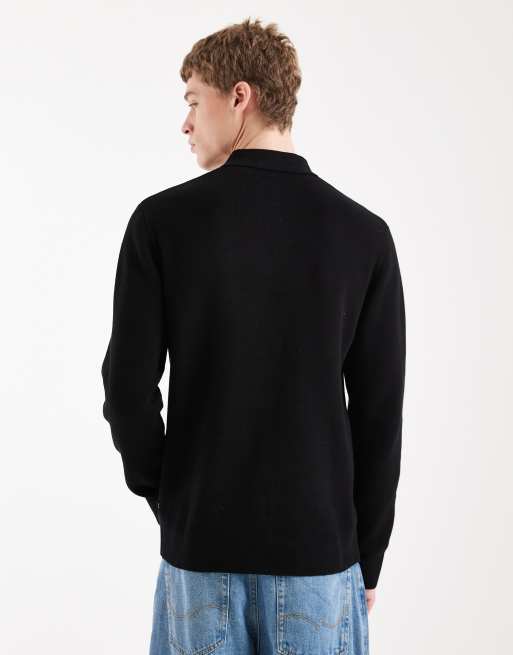 Jack & Jones - Polo en maille de qualité supérieure avec manches longues et col zippé - Noir, 3 de 5