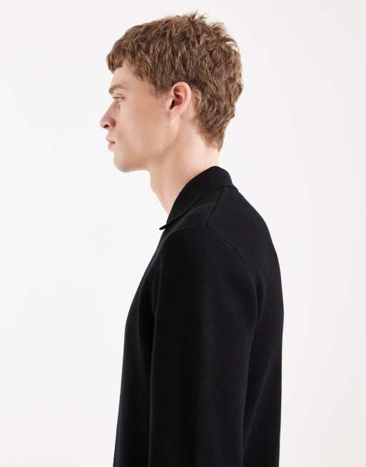 Jack & Jones - Polo en maille de qualité supérieure avec manches longues et col zippé - Noir, 4 de 5