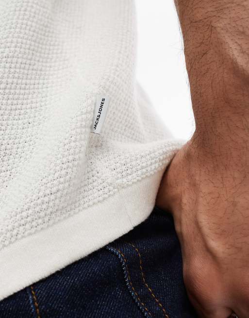 Jack & Jones - Polo en maille texturée - Crème, 2 de 4