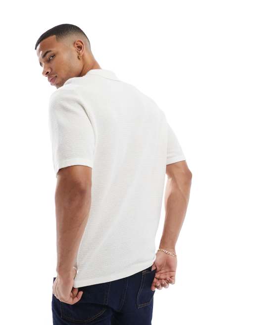 Jack & Jones - Polo en maille texturée - Crème, 4 de 4