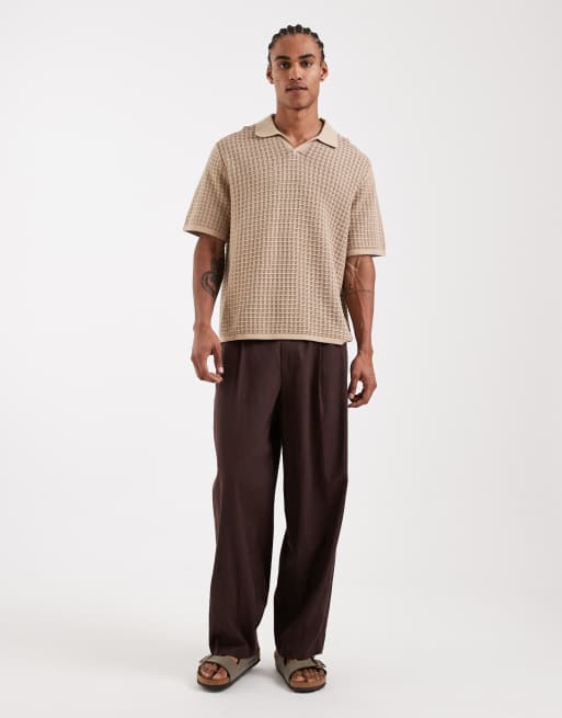 Jack & Jones - Polo in maglia beige con spacco sul collo, 2 di 5