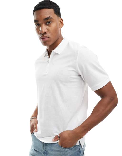 Jack Jones Polo met rits in wit ASOS