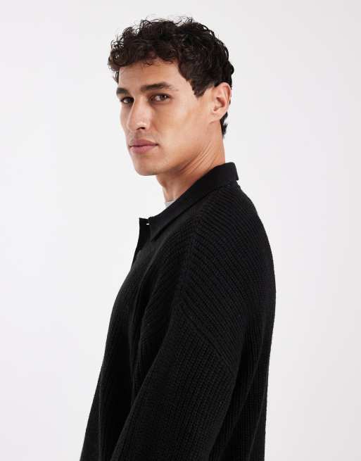 Jack & Jones - Polo nera in maglia, 4 di 5