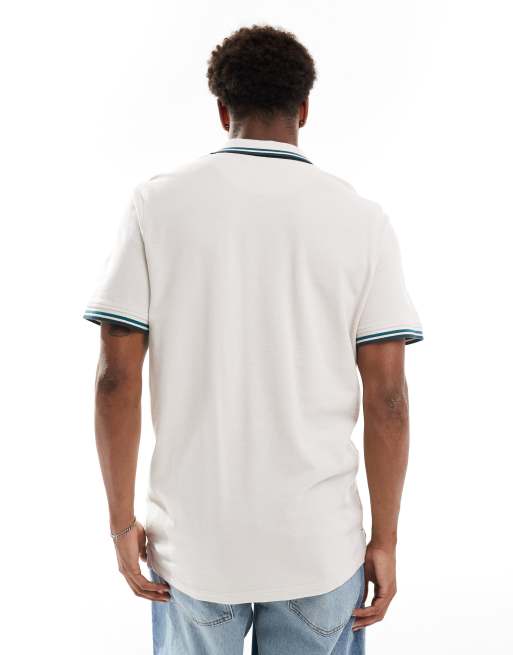 Jack & Jones - Polo slim en piqué avec liserés et logo - Beige , 2 de 4