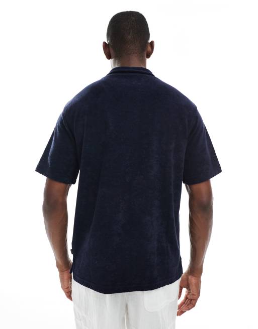 Jack & Jones - Polo van badstof in marineblauw, 4 van 5