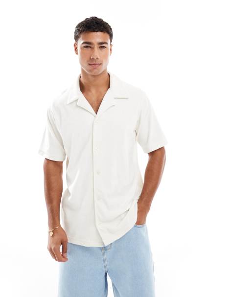 Jack & Jones – Polohemd aus Frottee in Weiß - view 1
