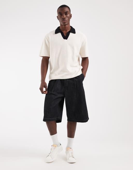 Jack & Jones – Polohemd aus weitmaschigem Strick in gebrochenem Weiß mit kontrastierendem Kragen, 2 von 5
