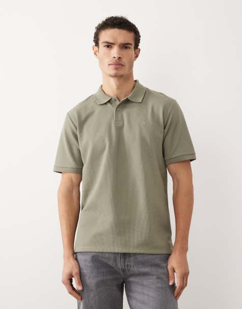 Jack & Jones – Polohemd in Khaki mit Waffelstruktur - view 1