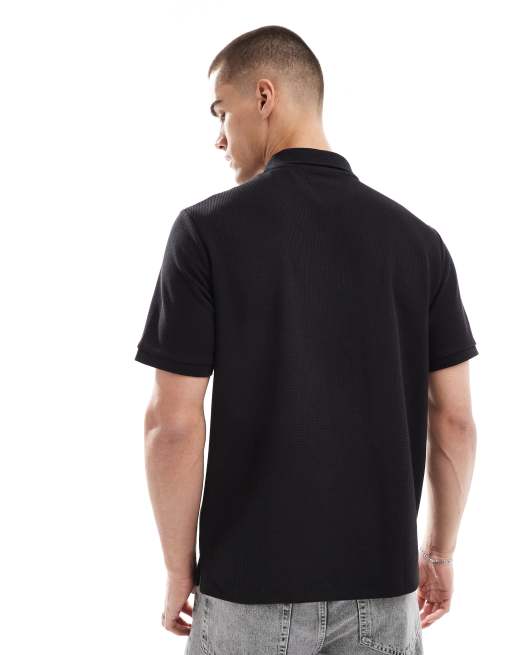 Jack & Jones – Polohemd in Schwarz mit Waffelstruktur, 2 von 4