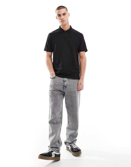 Jack & Jones – Polohemd in Schwarz mit Waffelstruktur, 3 von 4