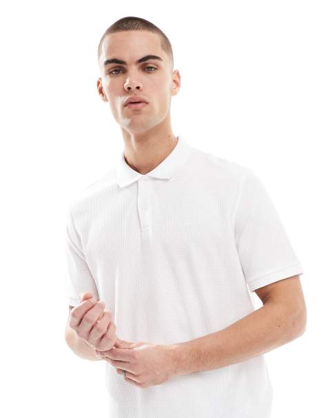 Jack & Jones – Polohemd in Weiß mit Waffelstruktur - view 1