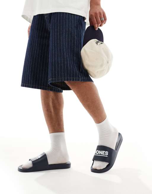 Jack & Jones pool slides in navy, 4 of 4