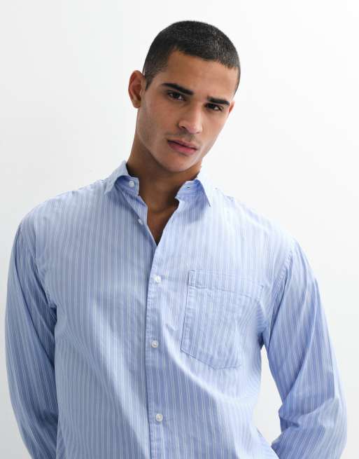 Jack & Jones poplin stripe shirt in blue, 2 of 5