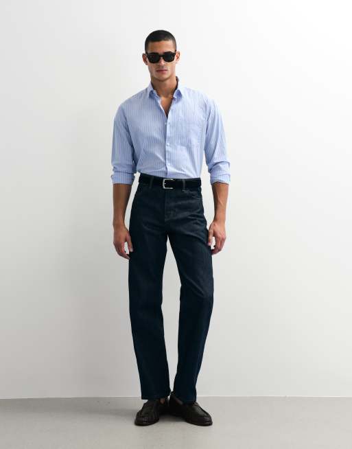 Jack & Jones poplin stripe shirt in blue, 3 of 5
