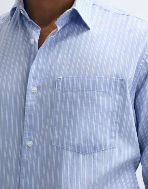Jack & Jones poplin stripe shirt in blue, 5 of 5