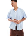 [Jack & Jones] Jack & Jones poplin wide fit shirt in blue M Skyway