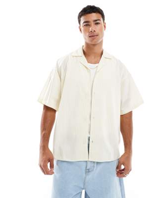 poplin wide fit shirt in off white
