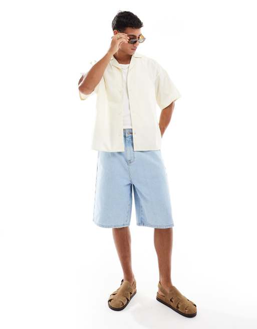 Jack & Jones poplin wide fit shirt in off white, 3 of 4