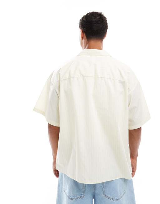 Jack & Jones poplin wide fit shirt in off white, 4 of 4