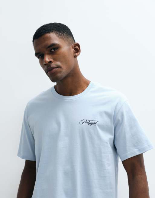 Jack & Jones – Portugal – Blå t-shirt med somrigt tryck baktill, 4 av 5