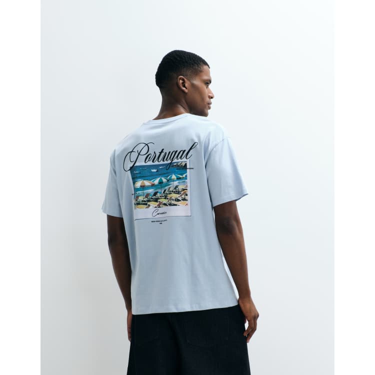 Jack & Jones Portugal summer backprint T-shirt in blue | ASOS