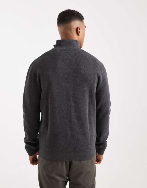 Jack & Jones Premium 1/4 zip sweater in dark gray, 3 of 5
