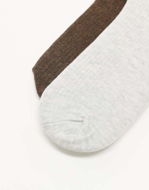 Jack & Jones premium 2 pack sock in light gray and brown