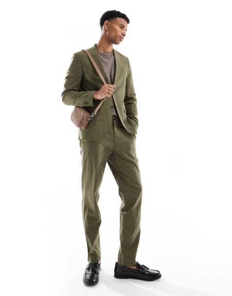 Jack & Jones Premium – Anzughose aus Leinenmix in Olivgrün - view 1