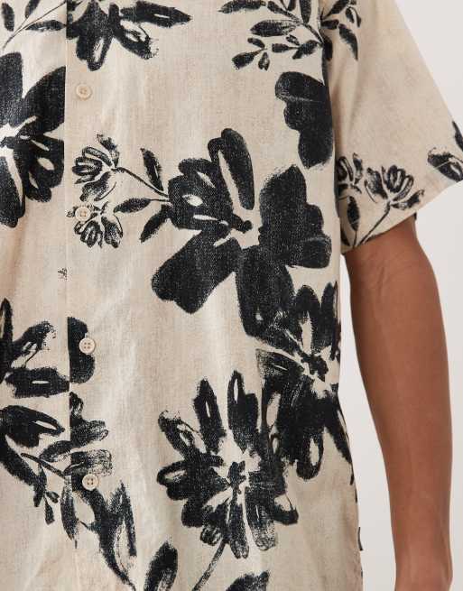 Jack & Jones Premium - Beige skjorte med korte ærmer og planteprint, 5 af 5