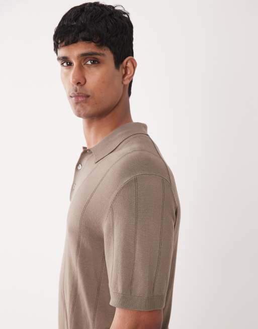 Jack & Jones – Premium – Beige, stickad pikétröja, 4 av 5