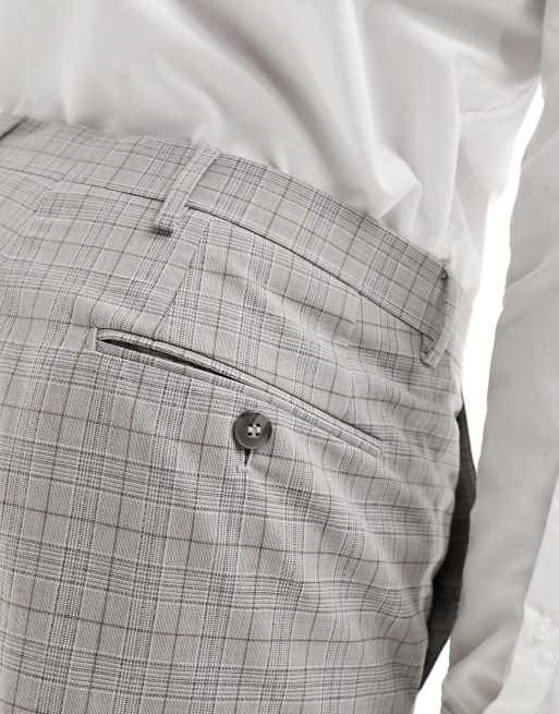 Jack & Jones – Premium – Beigerutiga kostymbyxor med smal passform, del av kostym , 3 av 5