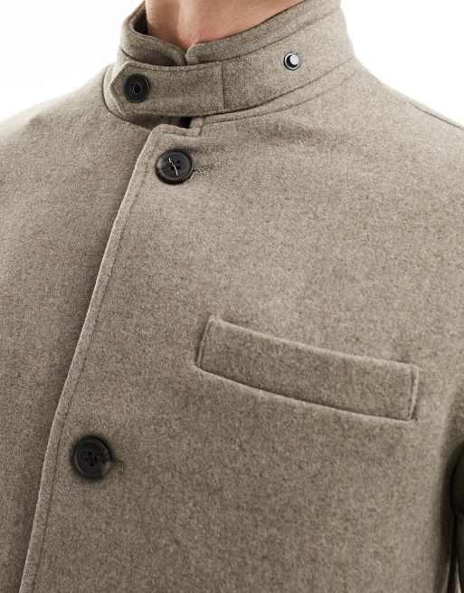 Jack & Jones Premium – Beżowy płaszcz z domieszką wełny , 3 z 4