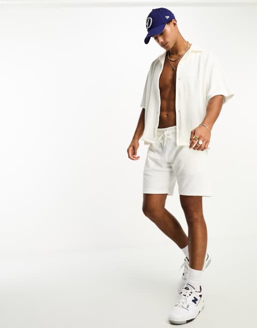Jack & Jones Premium – Białe szorty z tkaniny frotté, część zestawu 