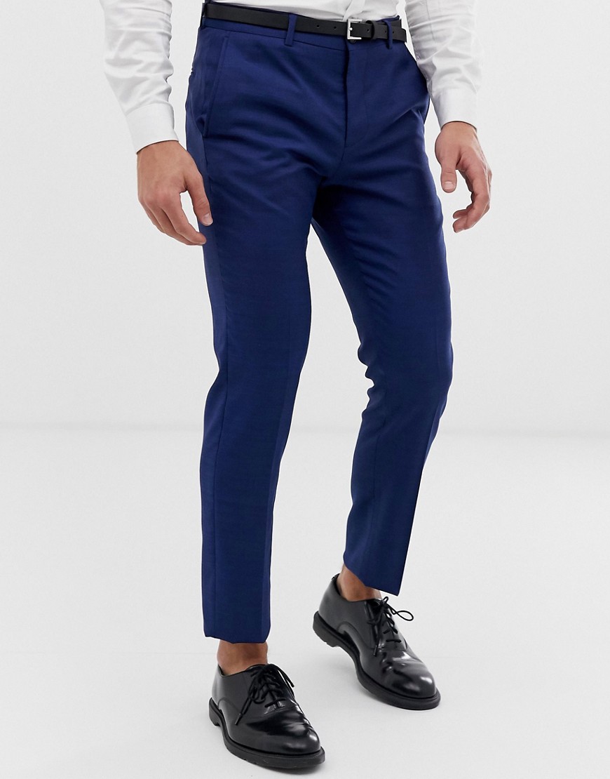 Jack & Jones – Premium – Blå kostymbyxor med smal passform och stretch