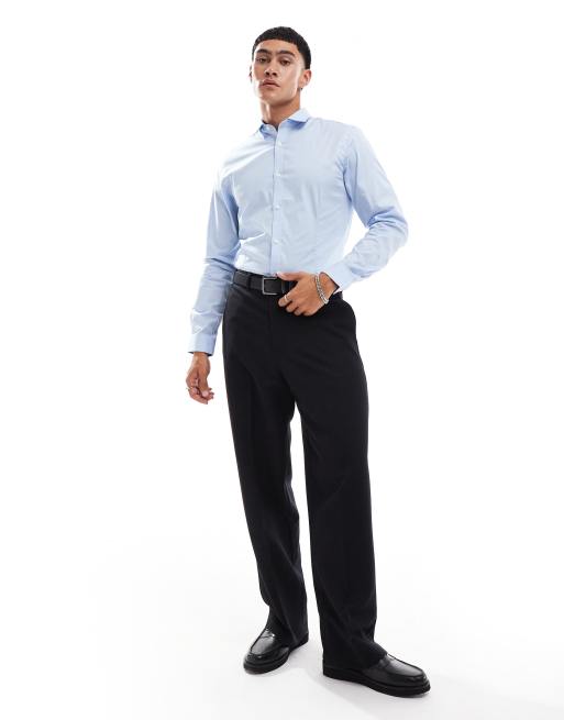 Jack & Jones Premium – Blå stretchig finskjorta med supersmal passform, 3 av 4