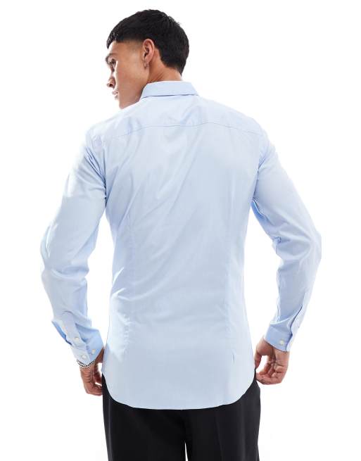 Jack & Jones Premium – Blå stretchig finskjorta med supersmal passform, 4 av 4