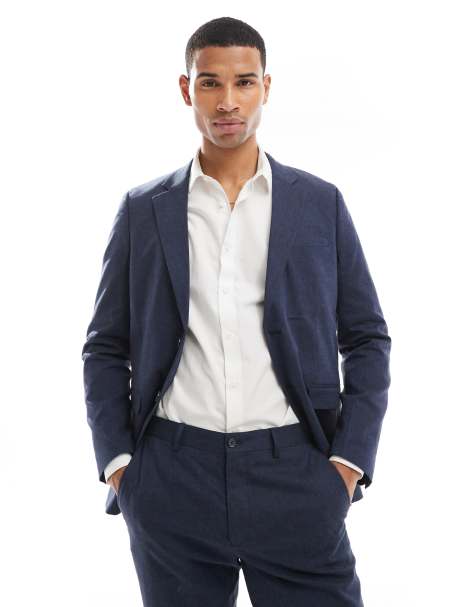 Jack & Jones Premium - Blazer slim in misto lino color blu navy - view 1