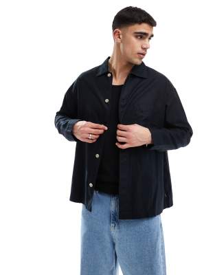 premium boxy overshirt in black