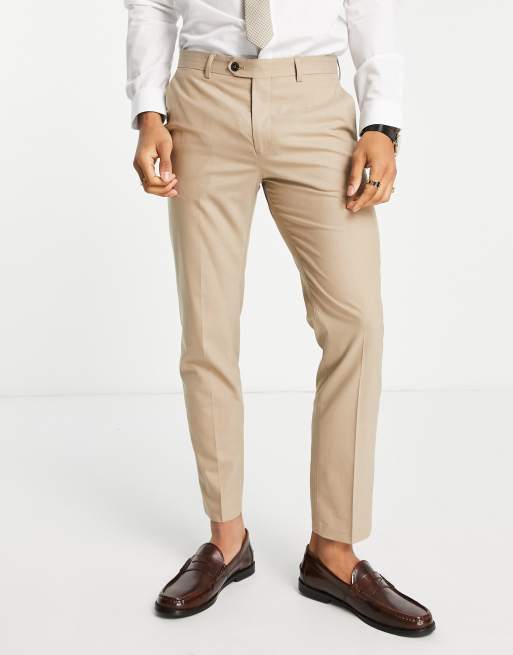 Jack & Jones Premium – Brązowe spodnie garniturowe o obcisłym kroju