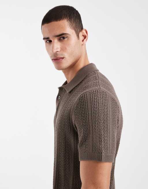 Jack & Jones - Premium - Brun poloskjorte i kraftig strik, 4 af 5