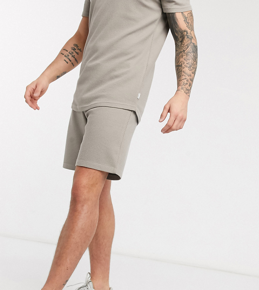 Jack & Jones Premium – Brungrå strukturerade jersey-shorts, del av set Endast hos ASOS-Sandfärgad